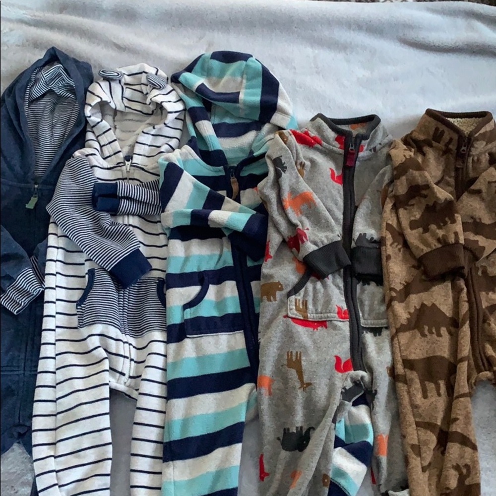 Bundle of Carter’s fleece one piece jumpsuits